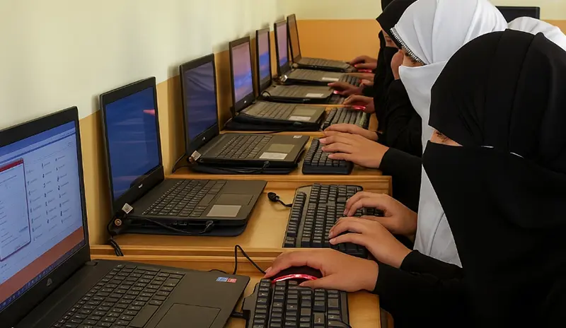 Girls Studying Computer